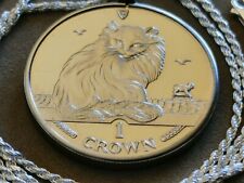 1995 Pingente de moeda de gato angorá turco em uma corrente de corda de prata italiana 18" .925 comprar usado  Enviando para Brazil