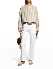 Jeans Brunello Cucinelli Monili branco denim punho cano chute alargamento tamanho 8 comprar usado  Enviando para Brazil