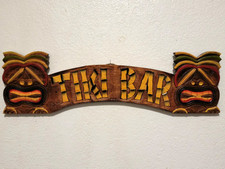 Placa de parede de madeira Tiki Bar pendurada Hawaiian God Ku 21x6 comprar usado  Enviando para Brazil