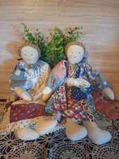 Par de muñecas de trapo de cuerpo de tela primitivas hechas a mano de colección, coleccionista de muñecas, rústicas... segunda mano  Embacar hacia Mexico