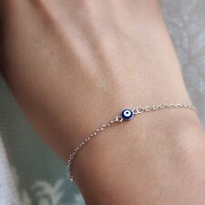 Pulseira de prata grega de esmalte azul escuro Evil Eye. Prata esterlina 925. Boa sorte comprar usado  Enviando para Brazil