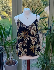 Regata cami OASIS tropical estampa folha de palmeira verão preta e verde P 10 pequena 38 comprar usado  Enviando para Brazil