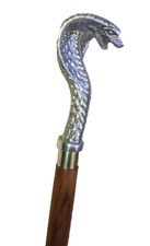 Bastão de caminhada cobra madeira marrom cabo cabeça cobra acabamento prata, usado comprar usado  Enviando para Brazil