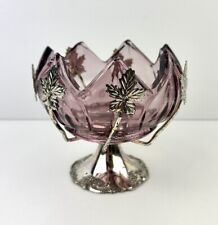 Ancienne Petite Coupe "BRAMA REG" en Verre Épais Rose - Socle en Métal Argentée na sprzedaż  Wysyłka do Poland