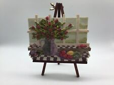 Quadro em cavalete de madeira em resina de flores e frutas  comprar usado  Enviando para Brazil