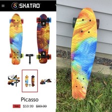 Skate Skatro Picasso Mini Cruiser 22x6 polegadas estilo retrô placa de plástico comprar usado  Enviando para Brazil