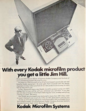 1970 Kodak Microfilm Systems anúncio impresso 13"x10" Jim Hill serviços de equipamentos ao cliente comprar usado  Enviando para Brazil