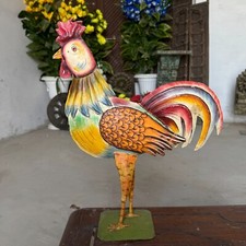 Estatueta decorativa vintage antiga colecionável feita à mão ferro rústico galo pintada, usado comprar usado  Enviando para Brazil
