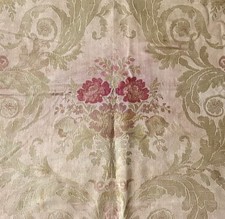 Tecido de cama de seda antigo francês floral rosas ~Ombre rosa pêssego ~Patina comprar usado  Enviando para Brazil