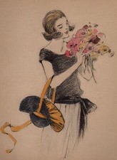 Femme bouquet. crayons d'occasion  Bois-le-Roi