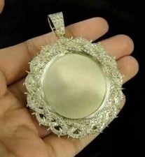 Pingente fotográfico masculino redondo 2 quilates criado em laboratório com memória de diamante acabamento em ouro amarelo 14k comprar usado  Enviando para Brazil