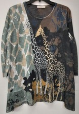Camisa feminina Jess & Jane estampa girafa manga longa bege média, usado comprar usado  Enviando para Brazil