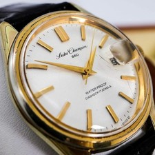 Seiko Champion Vintage Relógio Masculino de Vento Manual Data Ouro Mostrador Preto Usado comprar usado  Enviando para Brazil