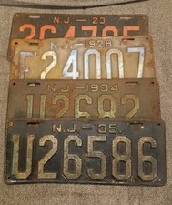 Lote de 4 PLACAS ANTIGAS DE NOVA JERSEY 1923, 25, 34 E 35 MAN CAVE GARAGE, usado comprar usado  Enviando para Brazil