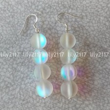 Lindos brincos pendurados com gancho de contas redondas de pedra da lua branca 6/8/10/12 mm comprar usado  Enviando para Brazil