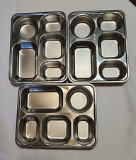 Conjunto de 3 bandejas de jantar divididas retangulares de aço inoxidável SUS304 - 5 seções comprar usado  Enviando para Brazil