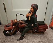 Usado, Harley Davidson Vintage Madeira/Resina Motocicleta Escultura Homem Estrada Guerreiro 14”x19” comprar usado  Enviando para Brazil