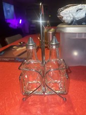 Tampos e rack de vidro 6 oz óleo e vinagre Cruet aço inoxidável (9,5x5x2,25”) novo não usado comprar usado  Enviando para Brazil