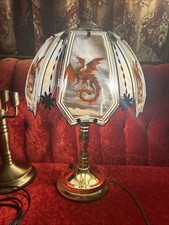 Lâmpada vintage OK Dragon 24” de altura 6 painéis 3 lâmpadas multicolorida extra dourada interruptor de lâmpada comprar usado  Enviando para Brazil