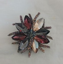 Bonito broche prendedor tono púrpura y ahumado piedras y pedrería tono plata segunda mano  Embacar hacia Mexico