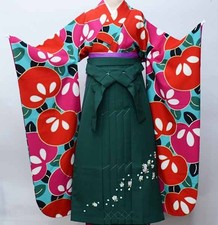 Conjunto completo de Furisode Hakama, fibra sintética, acabamento com padrão, verde, vermelho comprar usado  Enviando para Brazil