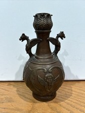 Usado, Vaso de bronze antigo antigo querubim dragão oriental chinês garrafa japonesa comprar usado  Enviando para Brazil