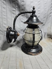 Arandela de parede antiga de cobre artes e artesanato lanterna varanda vidro fosco vintage comprar usado  Enviando para Brazil