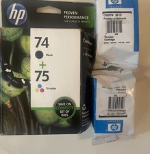 Novos cartuchos de tinta combo genuínos HP 74 preto + 75 tricolor. Expira em janeiro de 2016, usado comprar usado  Enviando para Brazil