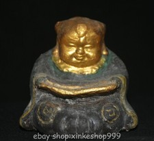 Estátua de riqueza rara chinesa antiga cinzas incenso dinastia Tong Zi menino “招财进宝” 3,6" comprar usado  Enviando para Brazil