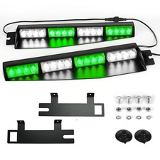 32 LED luz estroboscópica aviso de emergência barra dividida viseira montagem painel branco/verde comprar usado  Enviando para Brazil