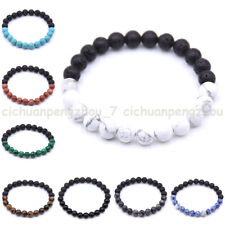 Pulseira elástica natural 6/8/10/12mm pedra de lava preta pedras preciosas multicoloridas 7,5"" comprar usado  Enviando para Brazil