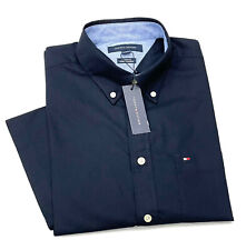 Camisa masculina Tommy Hilfiger ajuste clássico essencial manga curta sólida azul marinho, usado comprar usado  Enviando para Brazil