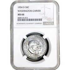 Meio dólar 1954-D Washington Carver NGC MS66, usado comprar usado  Enviando para Brazil