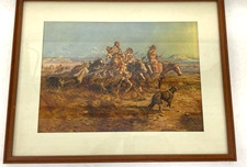Estampa móvel feminina indiana por Charles Marion Russell em moldura, usado comprar usado  Enviando para Brazil