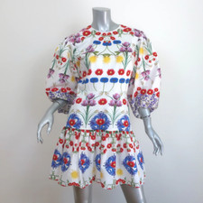 Mini vestido Borgo De Nor manga folhada tabi branco/multi estampa floral algodão tamanho Reino Unido comprar usado  Enviando para Brazil