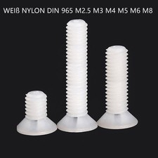 Usado, Nylon DIN 965 M2.5 M3 M4 M5 M6 M8 Kunststoff SenkkopfSchrauben Kreuzschlitz Weiß comprar usado  Enviando para Brazil