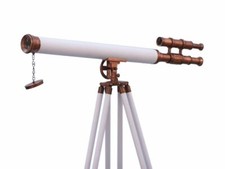 Antiguo telescopio náutico de latón de pie con soporte para trípode de madera segunda mano  Embacar hacia Mexico