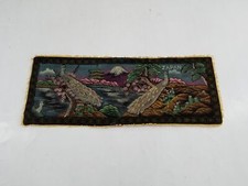 Painel de tapeçaria cênico vintage japonês estampado em veludo pavão 39x16 polegadas comprar usado  Enviando para Brazil