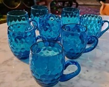CONJUNTO ANTIGO DE 8 ÓCULOS ÓPTICOS REVERSOS AZUL PONTO ELEVADO 3" DE ALTURA COM ALÇAS comprar usado  Enviando para Brazil
