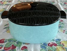 Esmaltes vintage Serendipity Spaghetti Drizzle pote de 4 qt tampa preta turquesa comprar usado  Enviando para Brazil