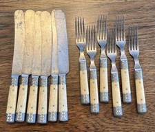 Conjunto antigo de 12 peças American Cutlery Co. 1800's Bone? Talheres Guerra Civil ERA, usado comprar usado  Enviando para Brazil