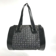 BVLGARI Logomania Bolsa tipo tambor denim xale bolsa de mão lona/couro azul/preto comprar usado  Enviando para Brazil