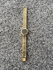 Vintage BULOVA Diamante Mostrador Preto Tom Dourado Feminino Resistente à Água comprar usado  Enviando para Brazil