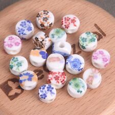 Lote de 20 peças de contas de artesanato soltas de porcelana cerâmica com padrões florais redondos planos de 8,5 mm, usado comprar usado  Enviando para Brazil