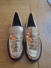 Zara gold loafers for sale  BIRMINGHAM