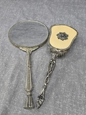 Conjunto antigo de escova de cabelo e espelho dourado antigo, usado comprar usado  Enviando para Brazil