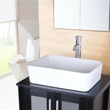 Pia de vaso retangular porcelana acima do balcão cerâmica branca 19x14x5" aproximadamente comprar usado  Enviando para Brazil