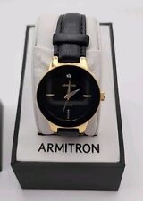 Usado, Relógio feminino Armitron genuíno mostrador de diamante pulseira de couro 75/5410 preto e dourado comprar usado  Enviando para Brazil