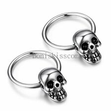 Brincos masculinos de argola de cabeça de caveira de aço inoxidável prata punk rock presente de Halloween, usado comprar usado  Enviando para Brazil