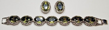 Antigo raro BENEDIKT NY & GOLDETTE pulseira de pedra de vidro verde e brincos com clipe comprar usado  Enviando para Brazil